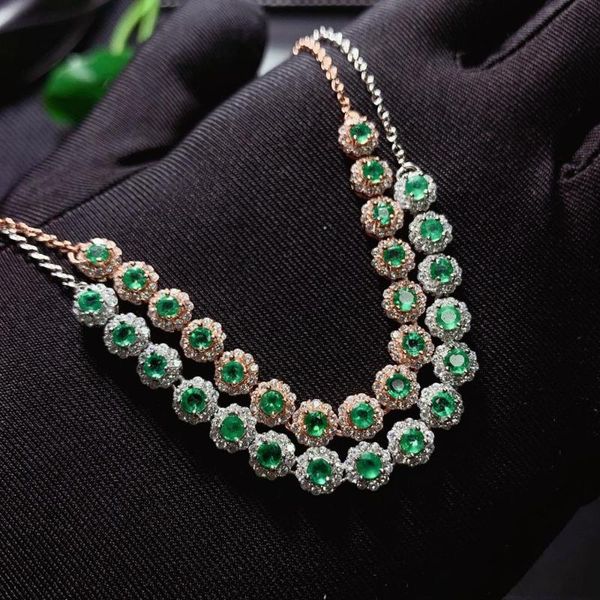 

shilovem 925 sterling silver natural emerald classic fine jewelry women wedding party wholesale gift new 3*3mm yhl0303888agml, Golden;silver