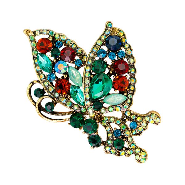 

colorful rhinestone glass beads winged butterfly brooch pin insect brooch, Gray