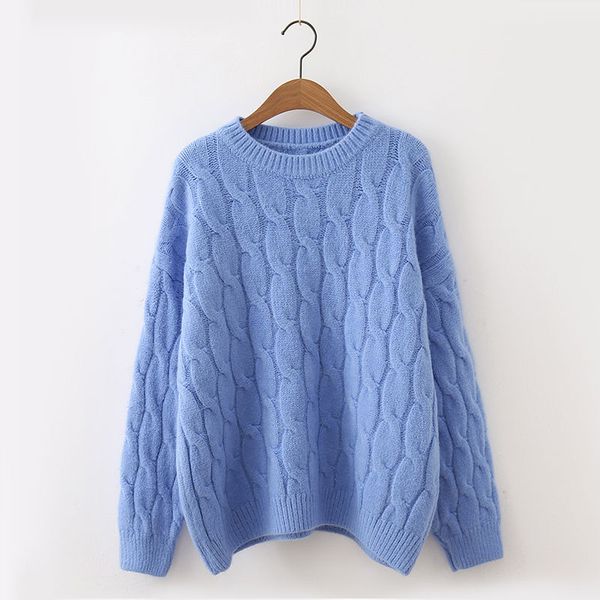 

heydress 2020 new winter korea harajuku vintage women knit loose sweater lady autumn solid pullovers female twist o-neck sweater, White;black