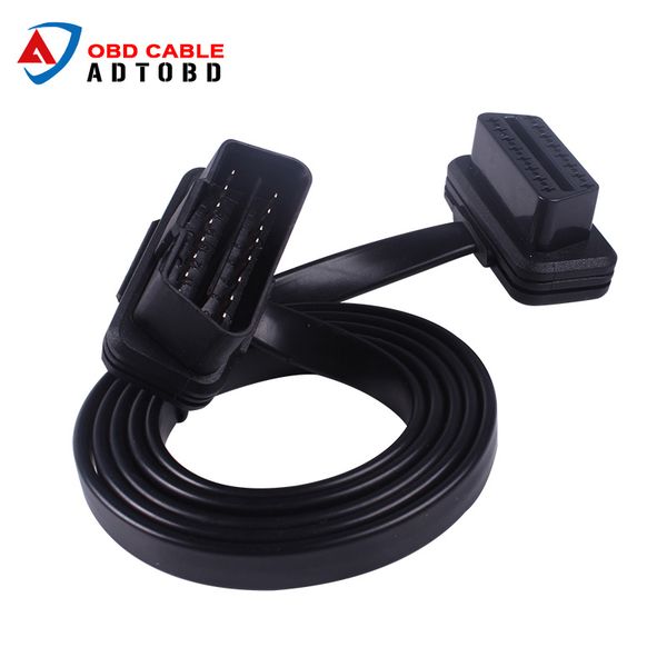 

100cm flat thin as noodle obd2 obdii obd 16pin elm327 male to female elbow extension cable diagnostic scanner connector