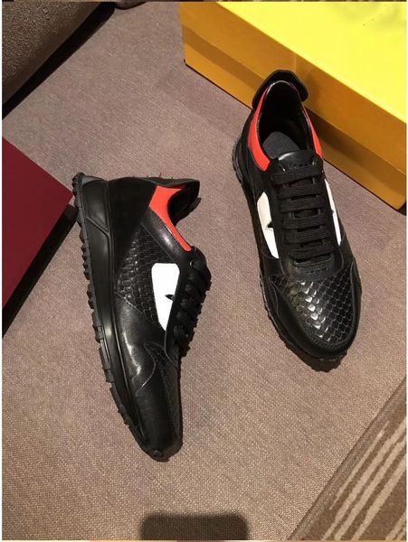 

little monsters eyes all cowhide stitching men's casual flat sneakers luxury brands come m1896018, Black