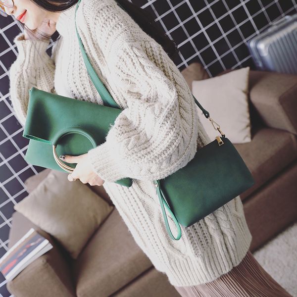 

frosted ring handbag 2020 winter new korean folding handbag shoulder messenger bag bags women leather handbags