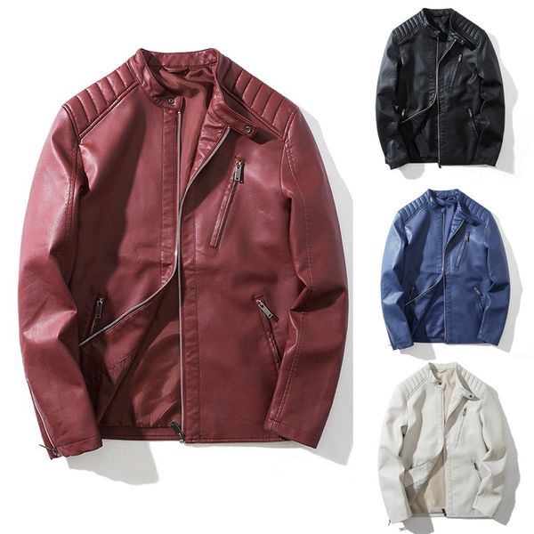 

men leather jacket autumn&winter biker motorcycle zipper casual outwear coat clothing us size up to 3xl hip hop slim fit pilot, Black;brown