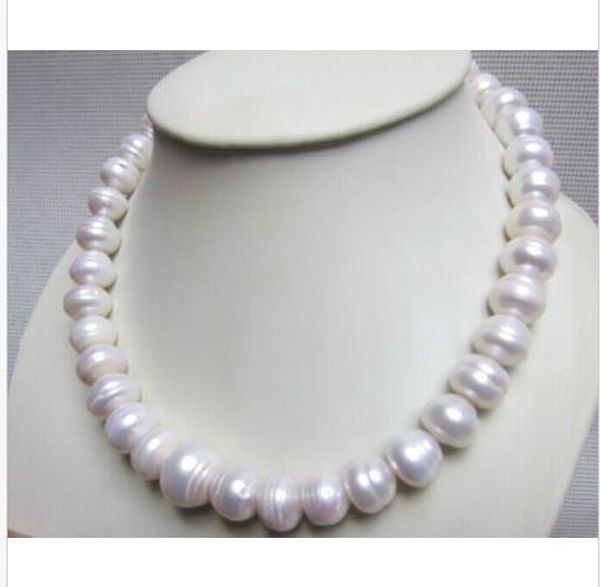 

new huge 15mm natural south sea white baroque pearl necklace 18" 14k gold clasp, Silver
