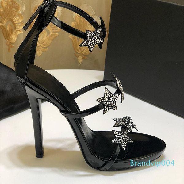 

2019 new fashion shoes woman designer high heel sandals designer sandals leather material original box heel height 12.5cm, Black