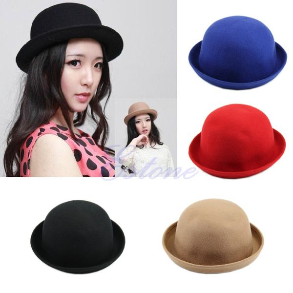 

vintage fashion wool women's cute lady hat trendy bowler fedoras hat, Blue;gray