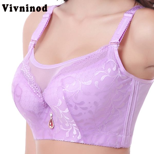 

vivninod big size bras push up large cup bras e f cup lace women underwear lingerie 105 110 sostenes mujer grande full, Red;black