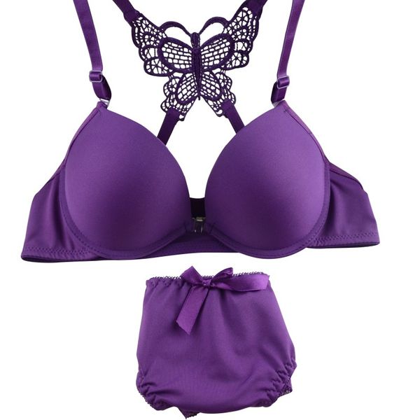 

2pcs/set women lady's bra sets front button beauty back butterfly lace gathered bras+underwear panties suit, Red;black