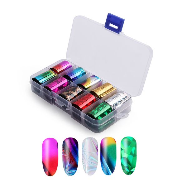 

1 box holographic nail foil set 2.5*100cm transparent ab color diamond transfer sticker manicure nail art decals, Black