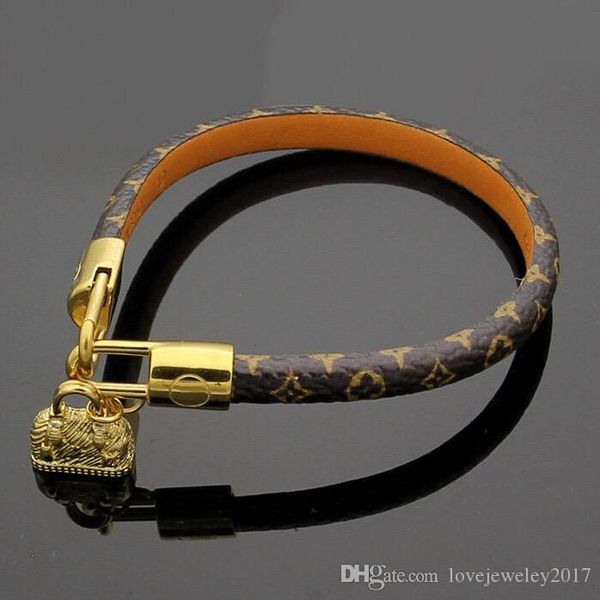 

round genuine leather bracelets with gold bag accessories design for women and men flower print bracelet brand named jewelry, Golden;silver