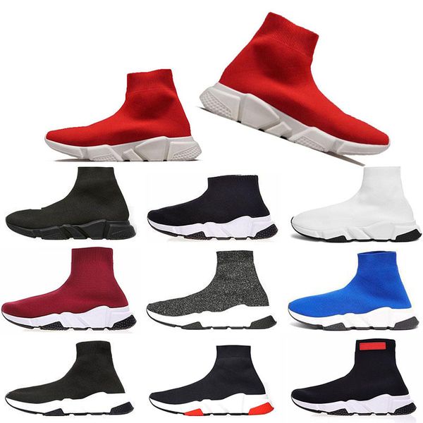 

Top Sale Sock Shoes designer For men women Speed Trainer fashion Luxury black white blue glitter Flat Brand mens Trainers sneakers 36-45