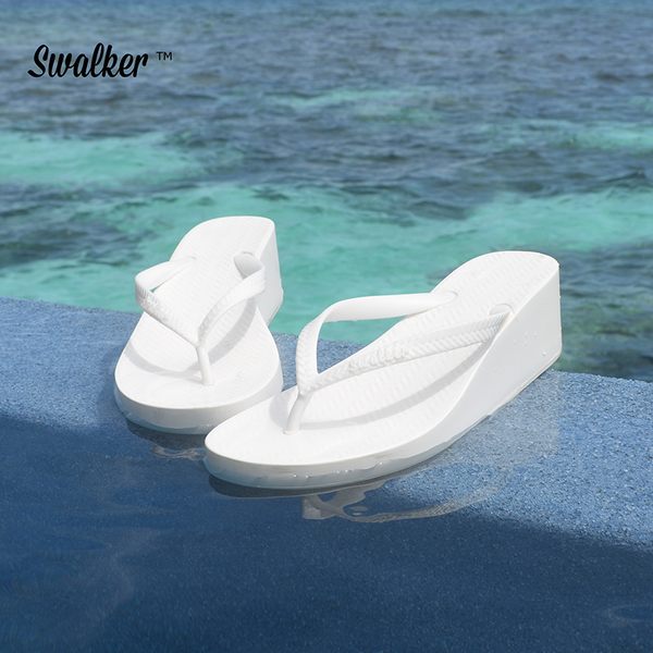 

swalker women shoes slippers fashion beach high heel flip flops ladies summer flat thong sandals shower slides, Black