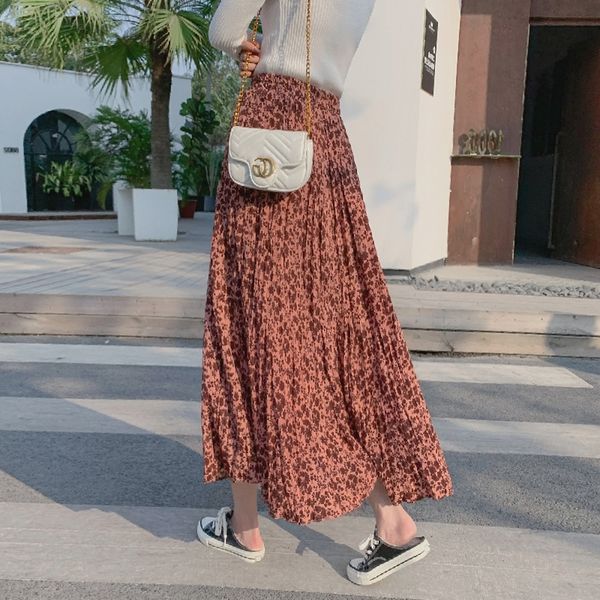 

к 2020 году новых мать-и-мачеха весна осень шифон бюст furbelow морщинки в смысле длинные юбки, Black