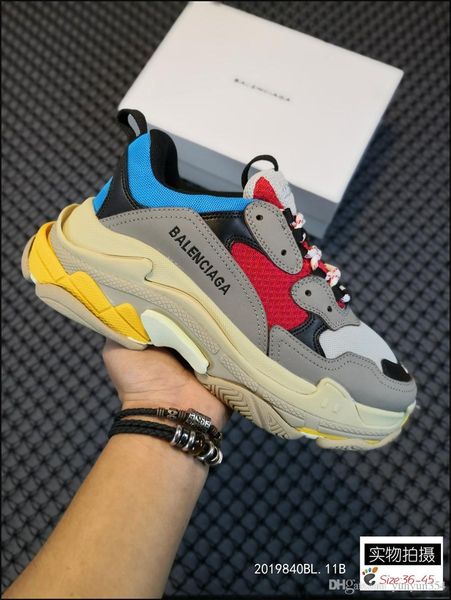 

2020 triple s 17fw sneakers for casual shoes vintage kanye west old grandpa train eur 36-45, Black