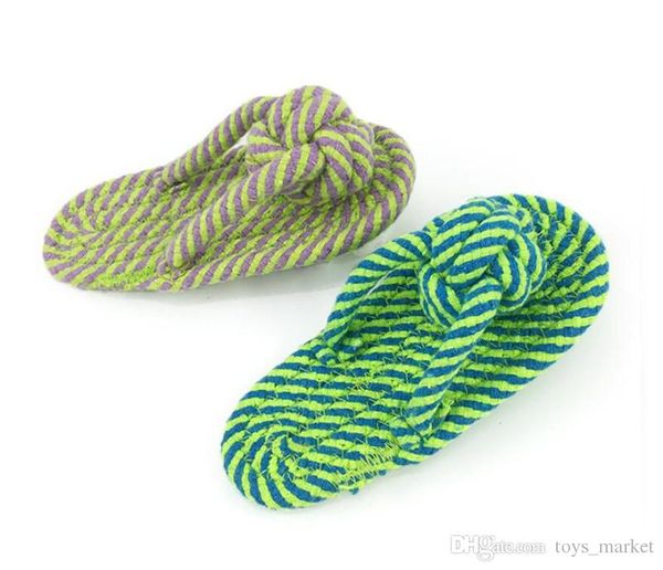 

fashionable multi-color cotton rope clip slippers pet toys teeth grinding rope knot interactive toys big dog and cat toys