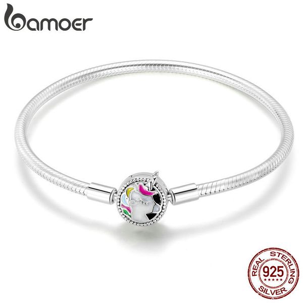 

bamoer new arrival 925 sterling silver colorful enamel women bracelets bangles for women sterling silver jewelry scb083, Golden;silver