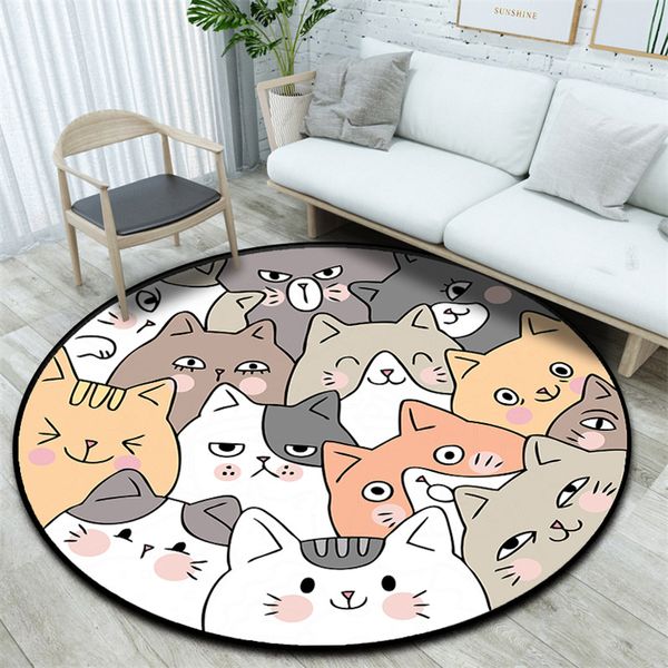 

children graffiti cats pattern carpets bedroom parlor area rug kids play game crawling mat cartoon round living room carpet