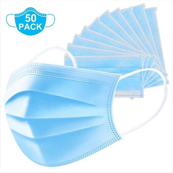 

in stockdisposable face mask 3 layer ear-loop dust mouth masks cover 3-ply non-woven disposable dust mask soft breathable outdoor part p91