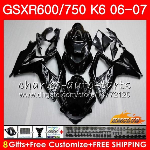 

Body For SUZUKI Glossy black hot GSX R600 GSX-R750 GSXR-600 GSXR600 06-07 8HC.9 GSX R750 GSXR 600 750 06 07 K6 GSXR750 2006 2007 Fairing kit