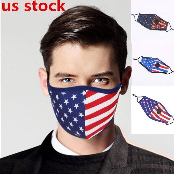 Magazzino USA! Maschera per il viso di design Maschera per la stampa di bandiere Maschere lavabili antipolvere PM2.5 con filtri di valore Maschera di cotone regolabile fy9123