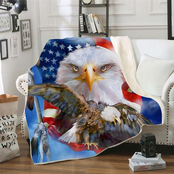

cross-border special for double thickened blankets 3d digital printing blanket sofa cover carpet square blanket eagle series