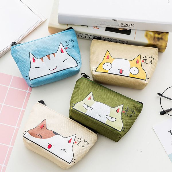 

cat coin purses women wallets small cute cartoon animal card holder key bag money bags for girls ladies purse kids children, Red;black