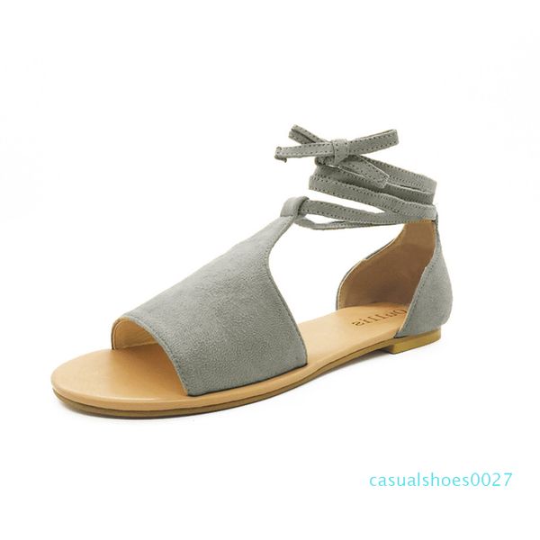 

women sandals soft pu leather gladiator sandals women casual summer shoes female flat zip plu 35-42 beach shoes c27, Black