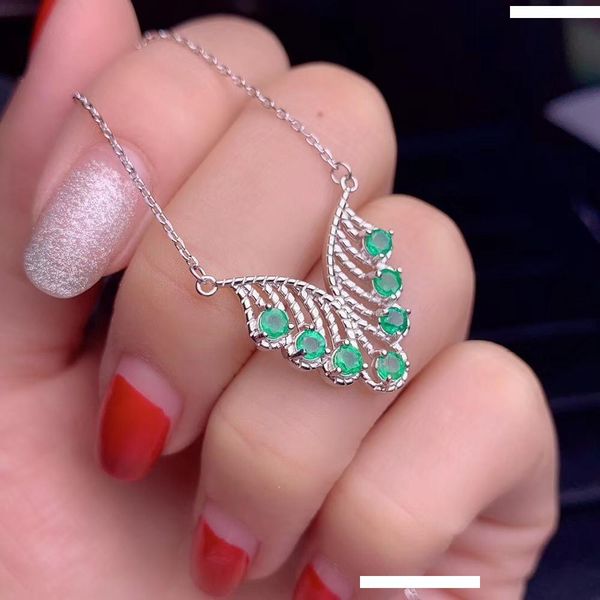 

uloveido tested emerald pendant necklace for women, 925 sterling silver wedding jewelry, 3*3mm gem, velvet box certificate fn703
