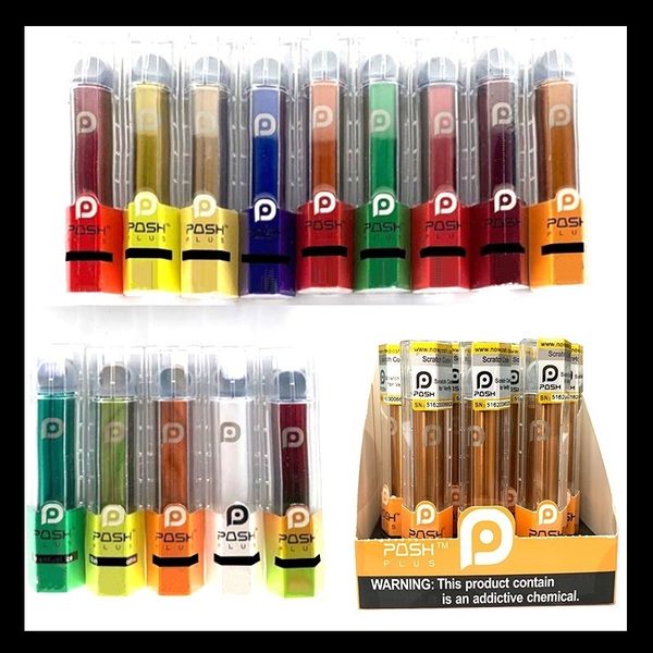 

POSH PLUS Одноразовые устройства Vape Pen Электронная сигарета Испаритель 280mAh 2,0 мл Pod Пустые 10+ цвета с кодом безопасности