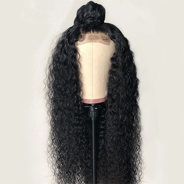 

высший сорт кудрявый вьющиеся кружева парики с волосами младенца 100% бразильский vrigin человеческих волос вьющиеся волны парики для черных, Black;brown