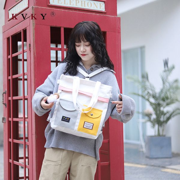 

женщины четыре использования canvas tote хозяйственная сумка lady плечо сумка большой емкости карманы девушки сумка школа книги путешествия