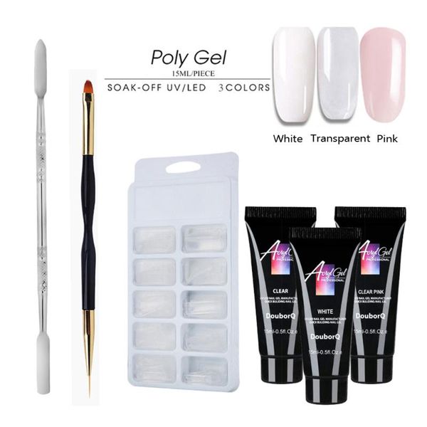 

nail gel set uv led nail gel set extension kit poly clear acrylic false tips double end pusher pen