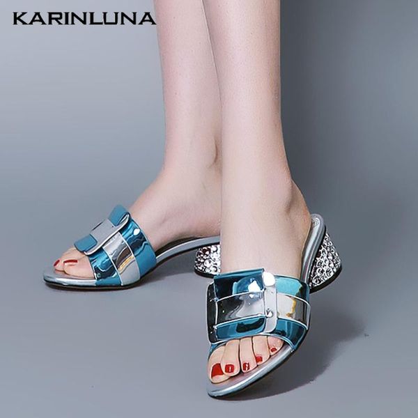 

karin new design bling chunky heels slipper mules summer women's shoes sandals pumps, Black