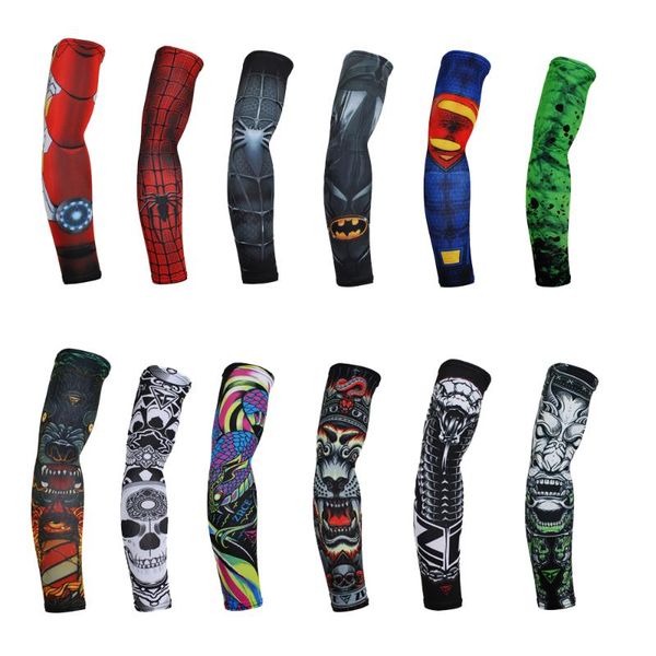 

marvel superhero arm sleeve sunscreen arm warmer 3d printing sleevelet long sleeves motorcycle sports sun protection cover, Black;gray