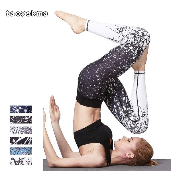 

2019 slim fitness yoga pants training leggings gym sport high waist tights running jogging tummy control printed trousers, White;red