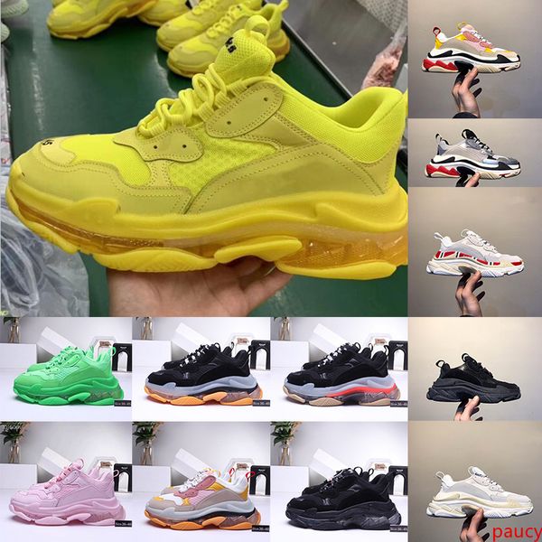 

triple s luxury shoes paris 17fw low old dad sneaker combination soles boots for men woman vintage clunky sneakers black beige fashion luxe