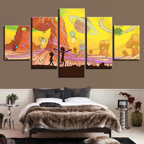 

decor living room hd printed poster painting 5 panel seawave cat catch fish canvas wall art pictures frame kitchen restaurant