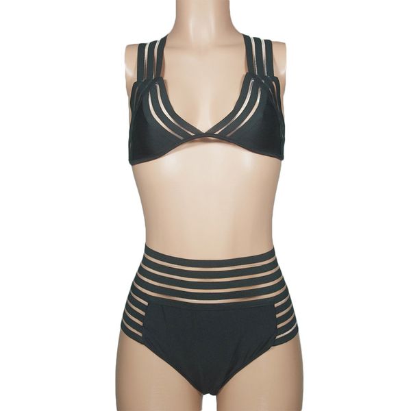 

newly women swim bra set push-up high waist swimwear bikini swimsuit bathing suit beach wear sd669, White;black