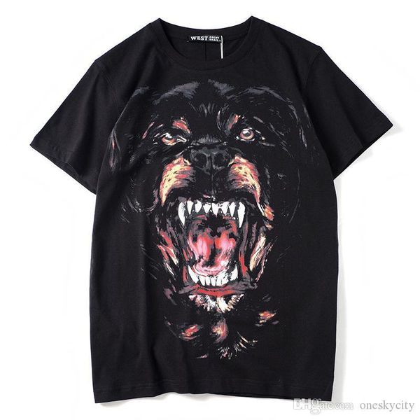 

brand tag men's t-shirt slim cotton t shirt black color animal rottweiler dog print tees pullover shirt, White;black