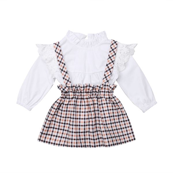 

2pcs cotton tollder kids baby lovely girl long clothes + strap dress party outfits sets, Red;yellow