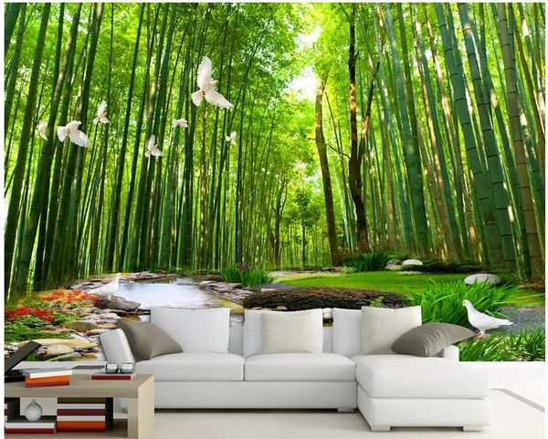 

wdbh 3d wallpaper custom p bamboo forest water pigeon living room background home decor 3d wall murals wallpaper for walls 3 d