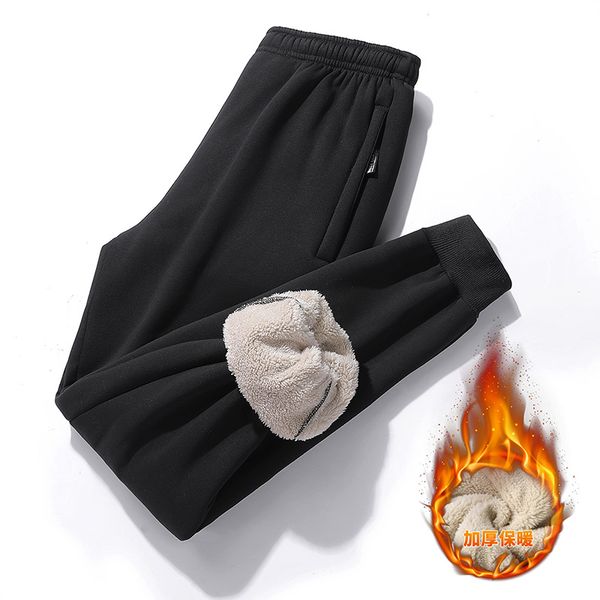 

new winter super warm trousers men pants jogging cotton skinny comfort fashion pants male casual stretch men, Black