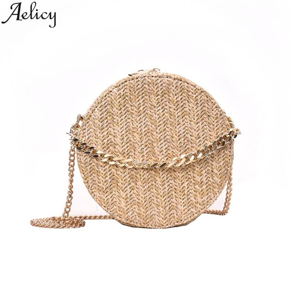 

aelicy beach bag summer mini retro handmade messenger bags straw bag girl round rattan wavelet simian shoulder