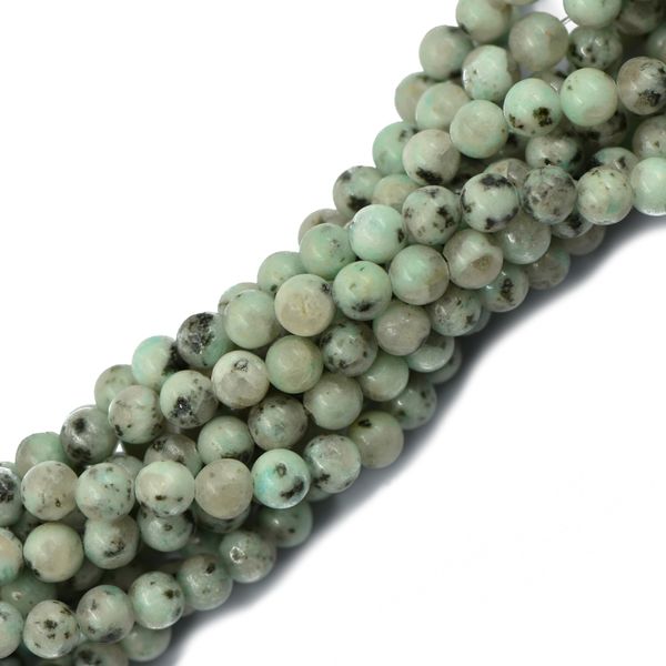 

6mm blue grey sesame jasper gem jewelry making loose beads round 15, Silver