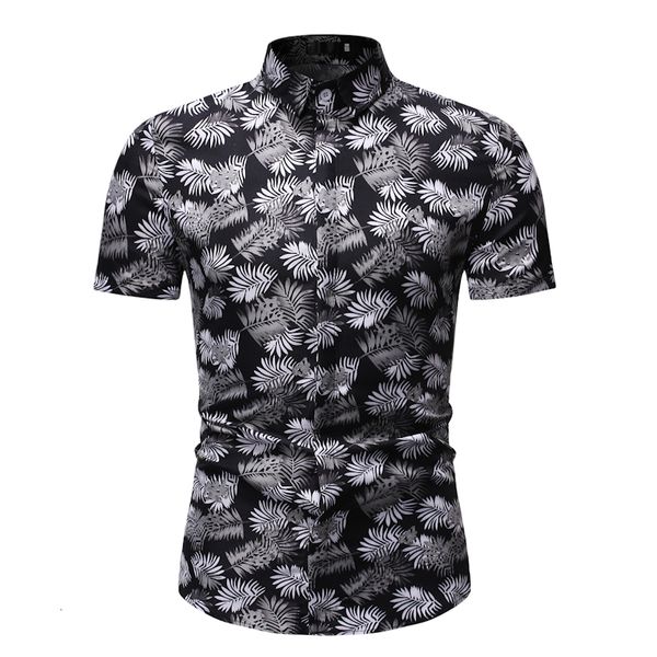 

recreational men's blouse printed button sleeve shirt short shirt hawaiian men's swimwear clothing, White;black