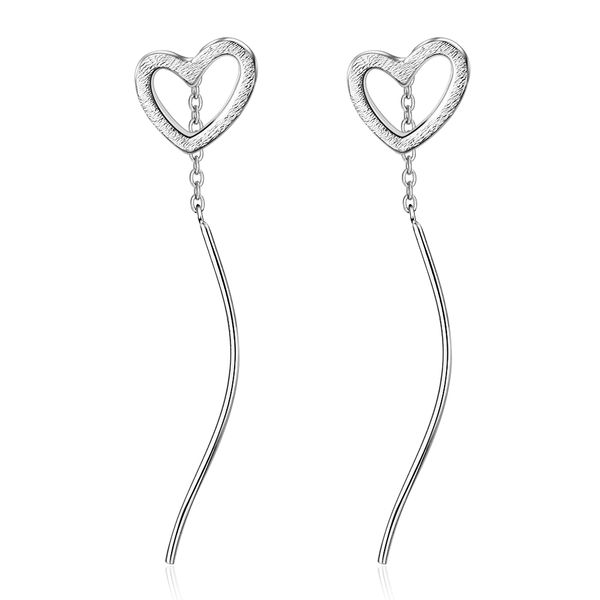 

eh366 модные женские ювелирные серьги женские посеребренные серьги сердце с маленькой ссылкой любовь для женских подарков, Silver