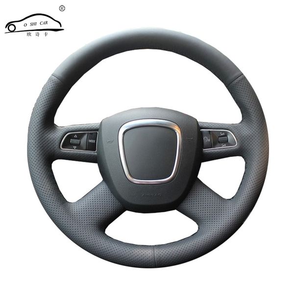 

artificial leather car steering wheel braid for old a4 b7 b8 a6 c6 2004-2011 q5 2008-2012 q7/custom made steering cover