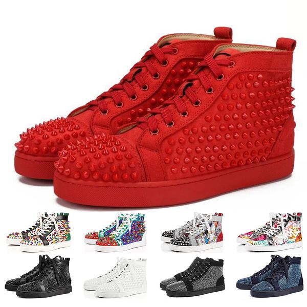 

christian louboutin горячие классические дизайнерские кроссовки красные нижние туфли low cut шипованные шипы брендовая обувь для мужчин и же, Black