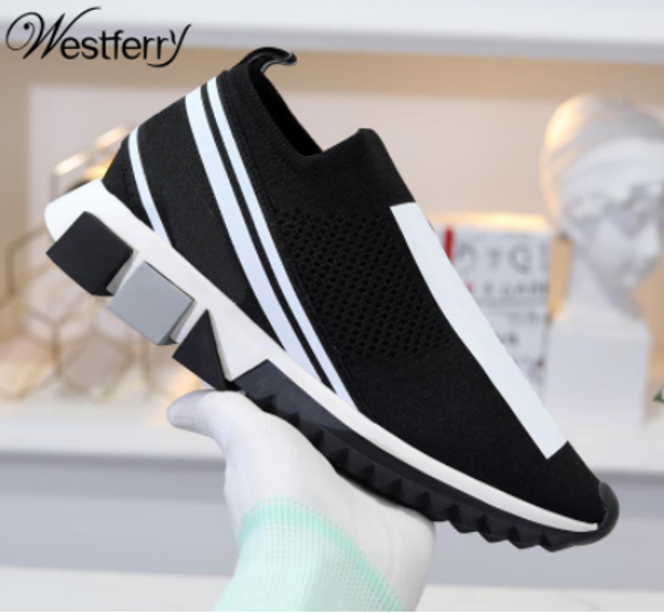 

with box women sneakers moda mujer 2020 luxury shoes women designers casual shoes women platform sneakers slip-on platform sneakers, Black