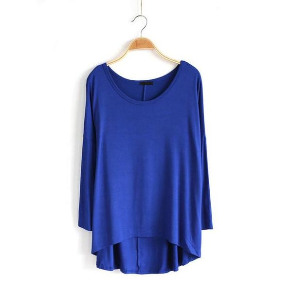 

модальная весна хлопок женщина с длинным рукавом футболка женщины o шеи втулка летучей мыши свободного свободной большого размером asymmetri, White